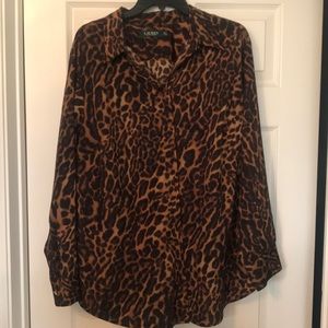 Leopard print collared  shirt